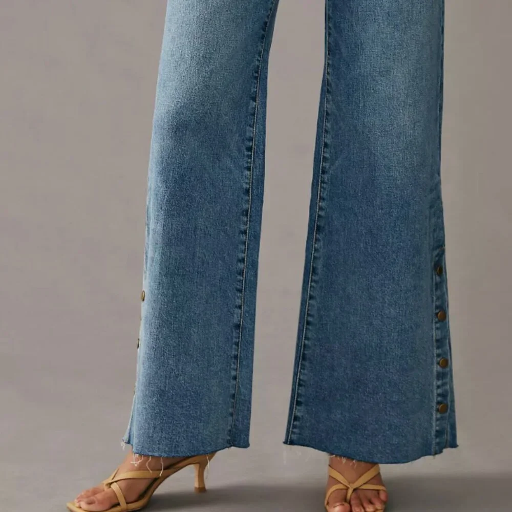 Pilcro Skater Low-Rise Wide-Leg Jeans | Palazzo Denim | Size 27 - Picture 3 of 10